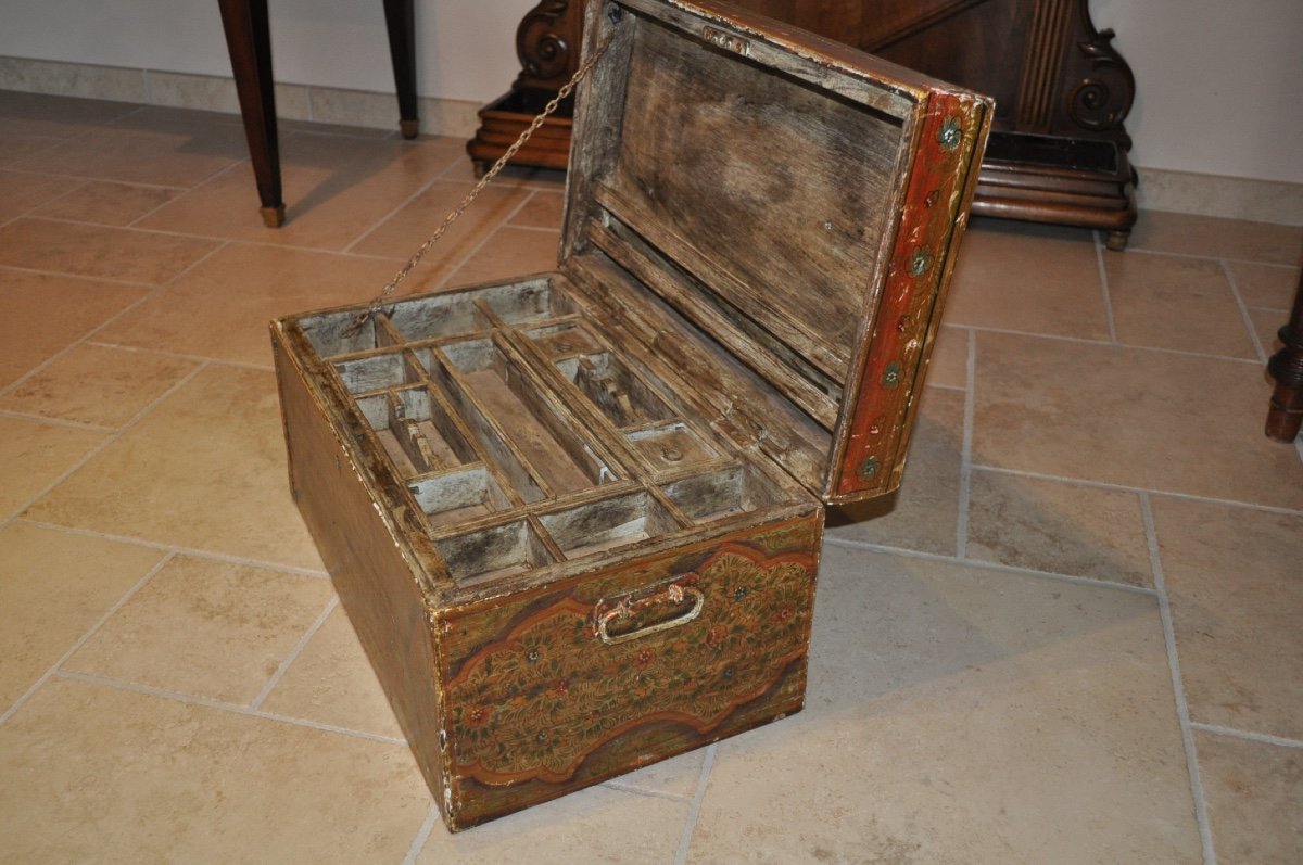 Oriental Public Writer's Chest Or Box In Painted Wood, Late 19th Century, Türkiye, Anatolia-photo-8