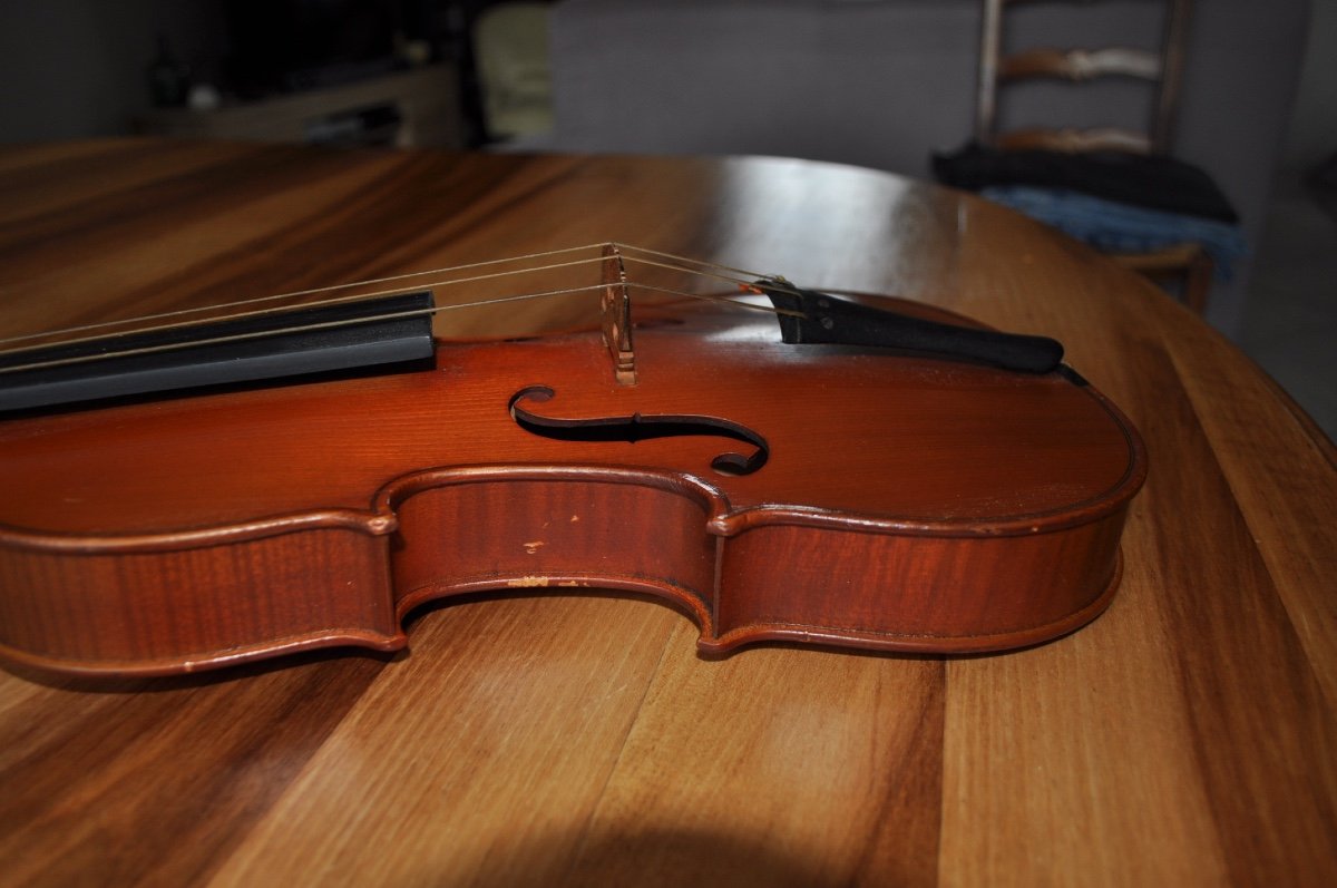 Old Whole Violin 4/4 Brand Signed Breton Patented By Sarm 35.8 Cm Period Early 20th Century-photo-2