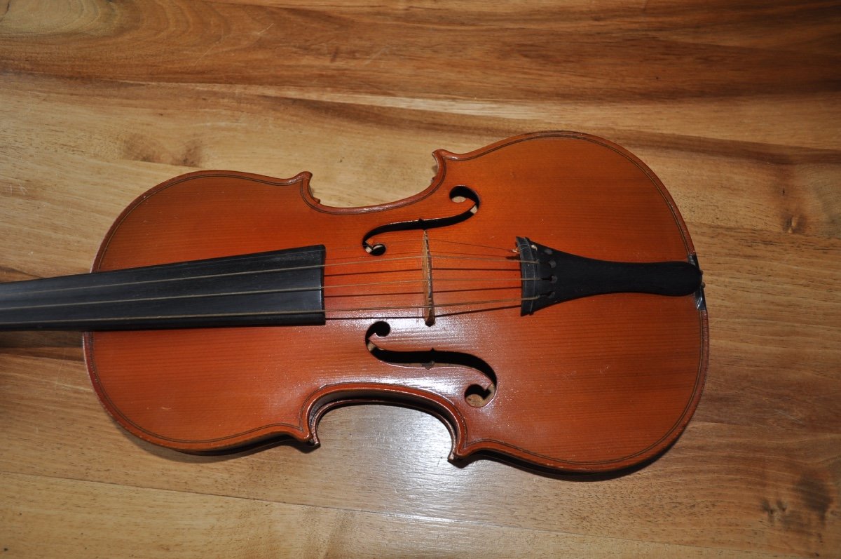 Old Whole Violin 4/4 Brand Signed Breton Patented By Sarm 35.8 Cm Period Early 20th Century-photo-4