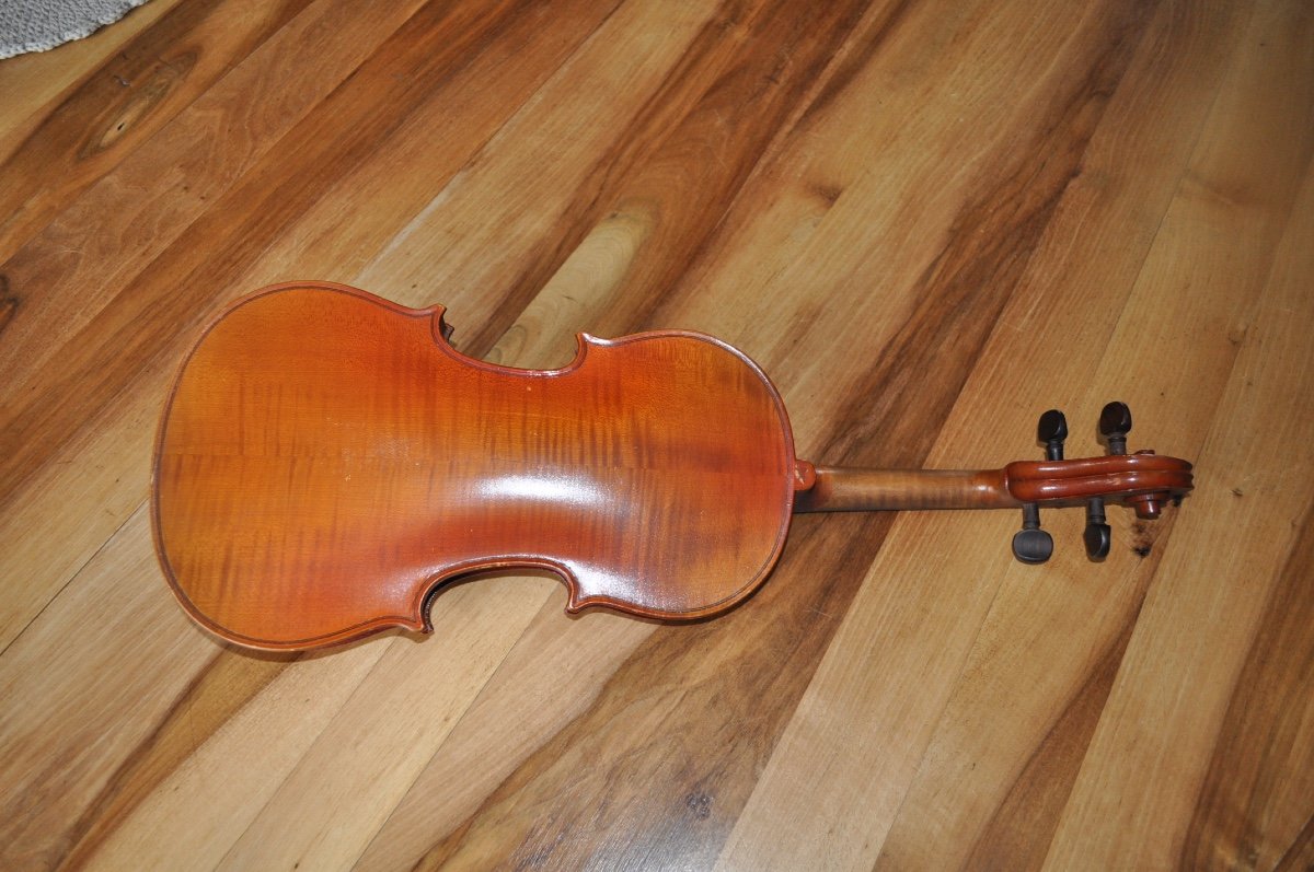 Old Whole Violin 4/4 Brand Signed Breton Patented By Sarm 35.8 Cm Period Early 20th Century-photo-2