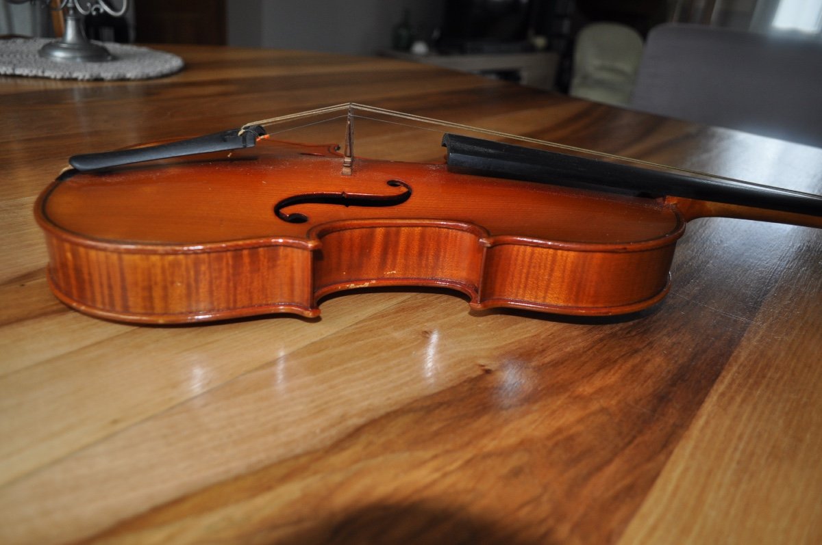 Old Whole Violin 4/4 Brand Signed Breton Patented By Sarm 35.8 Cm Period Early 20th Century-photo-4