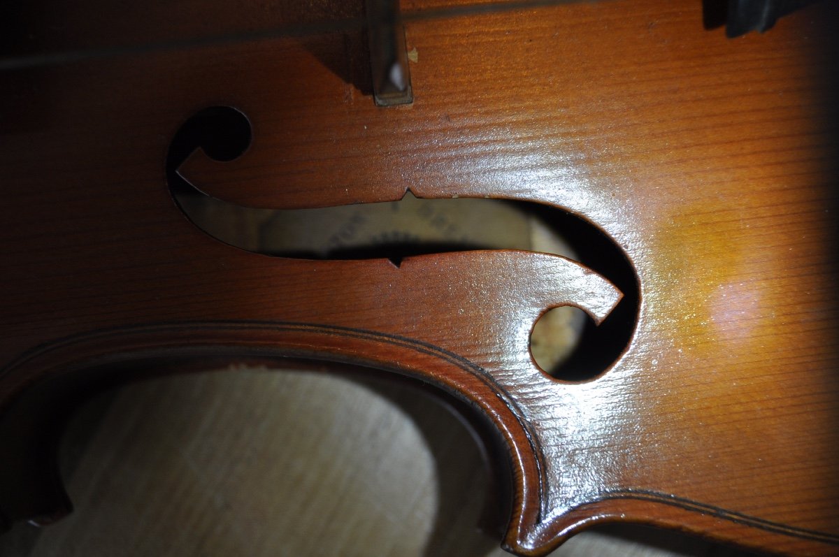 Old Whole Violin 4/4 Brand Signed Breton Patented By Sarm 35.8 Cm Period Early 20th Century-photo-6