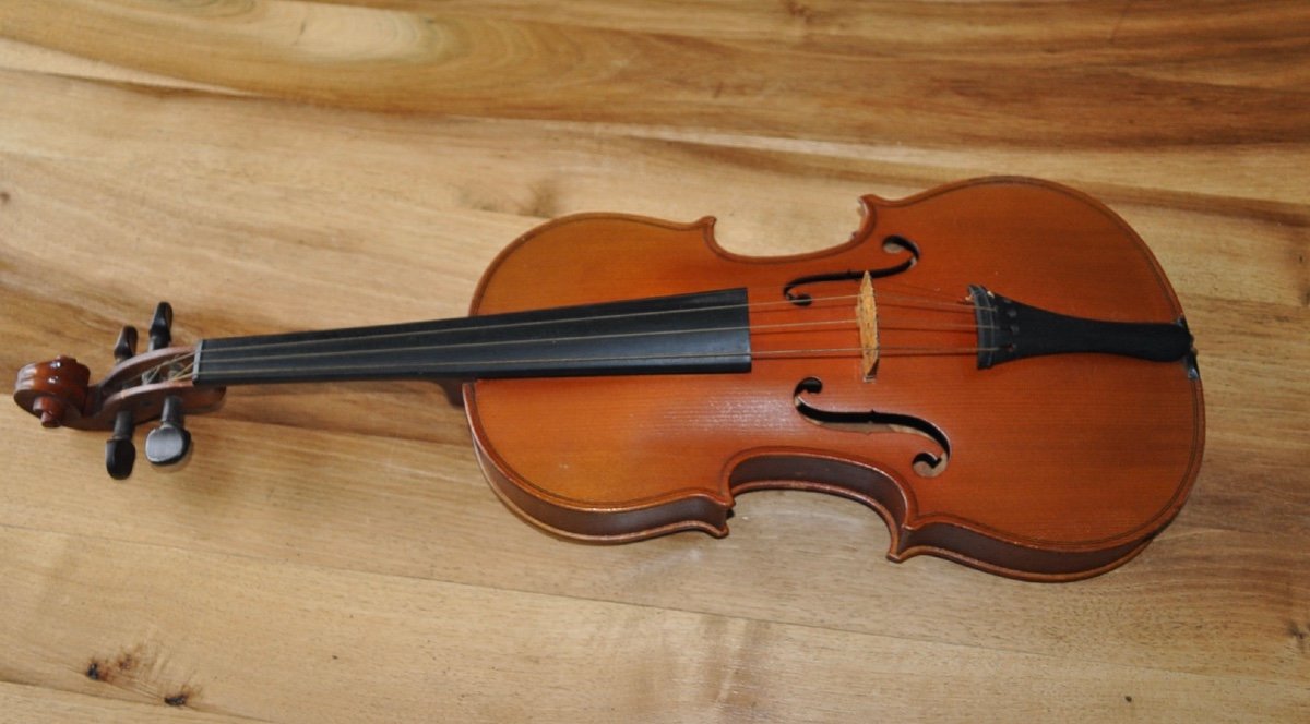 Old Whole Violin 4/4 Brand Signed Breton Patented By Sarm 35.8 Cm Period Early 20th Century