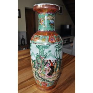 Grand Vase ancien En Porcelaine De Chine 61 Cm Objet d'Art Chinois d'époque Fin 19ème Début 20