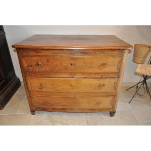 Small Antique Curved Chest Of Drawers From The Louis XIV Regency Period In Oak, Early 18th Century, To Be Restored