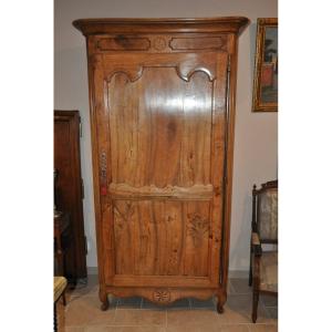 Bonnetière Louis XV Ancienne En Noyer Massif d'époque 19ème Armoire 1 Porte meuble ancien 