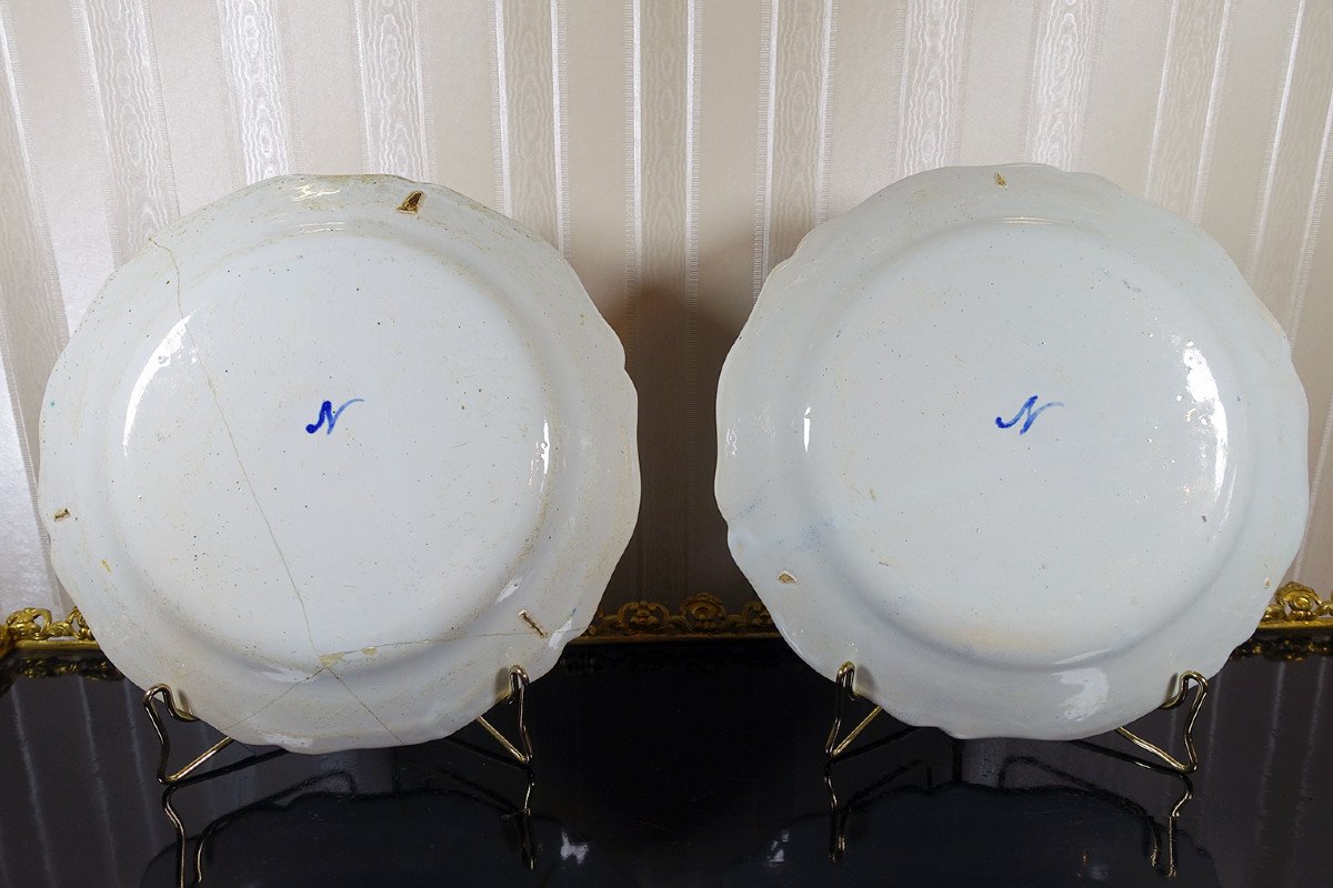 Pair Of Earthenware Plates With Chinese Decor And Coat Of Arms - Nevers - 18th Century - 18th Century-photo-6