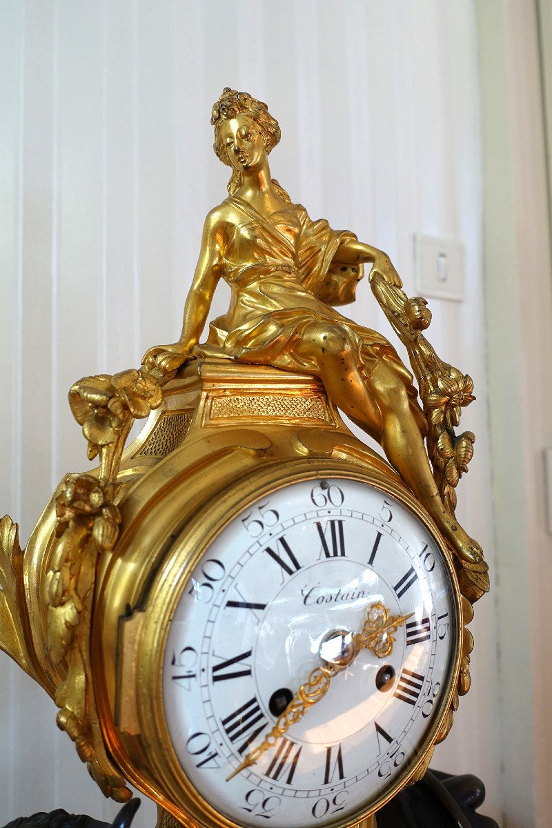 Louis XV Clock In Gilt Bronze And Brown Patina With Bull - The Rape Of Europa - Circa 1870-photo-4