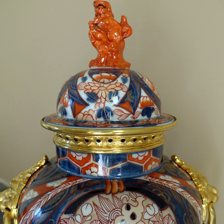 Potiche Pot-pourri en Porcelaine Imari - Monture En Bronze Doré - Epoque XIXème-photo-4