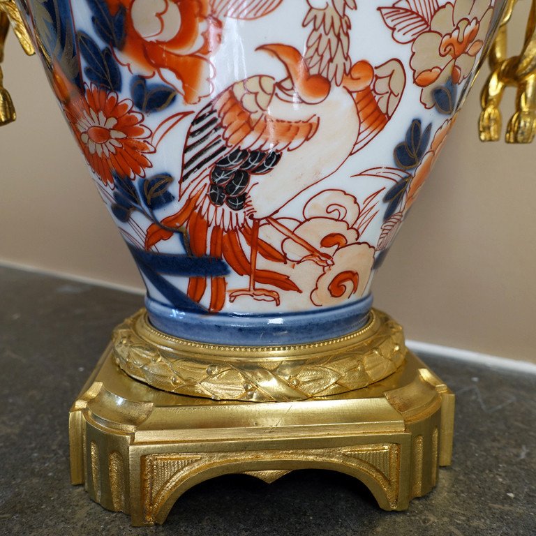 Imari Porcelain Vase - Gilt Bronze Mount - 19th Century-photo-1