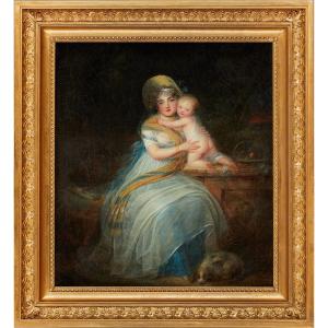 Attribué à Louis-léopold Boilly (1761-1845) - Scène De Genre Représentant l'Amour Maternel 