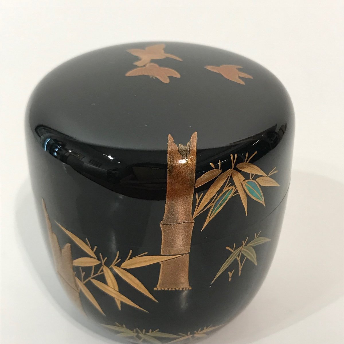 Japanese Tea Box In Sparrows And Bamboo Lacquer - Japan-photo-3