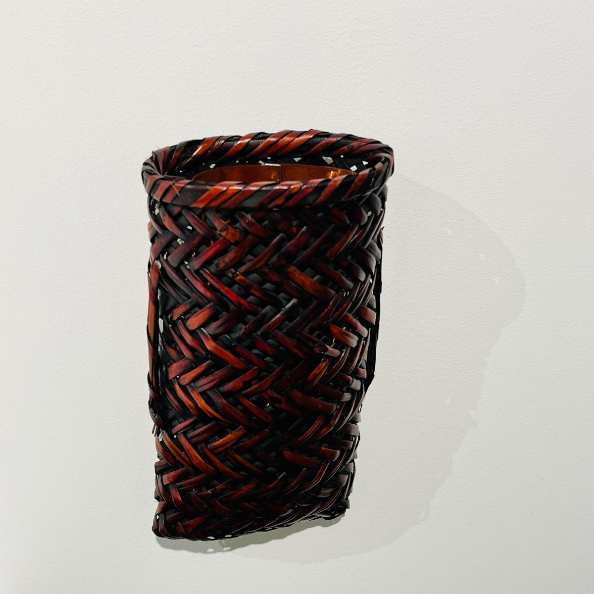 Japanese Wall Vase In Lacquered And Woven Bamboo - Japan