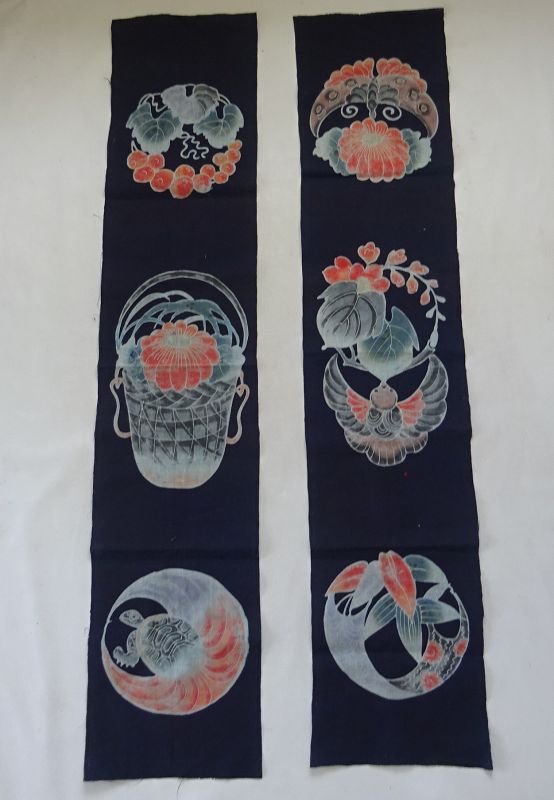 Bannières Japonaises En Teinture Tsutsugaki Et Indigo -japon