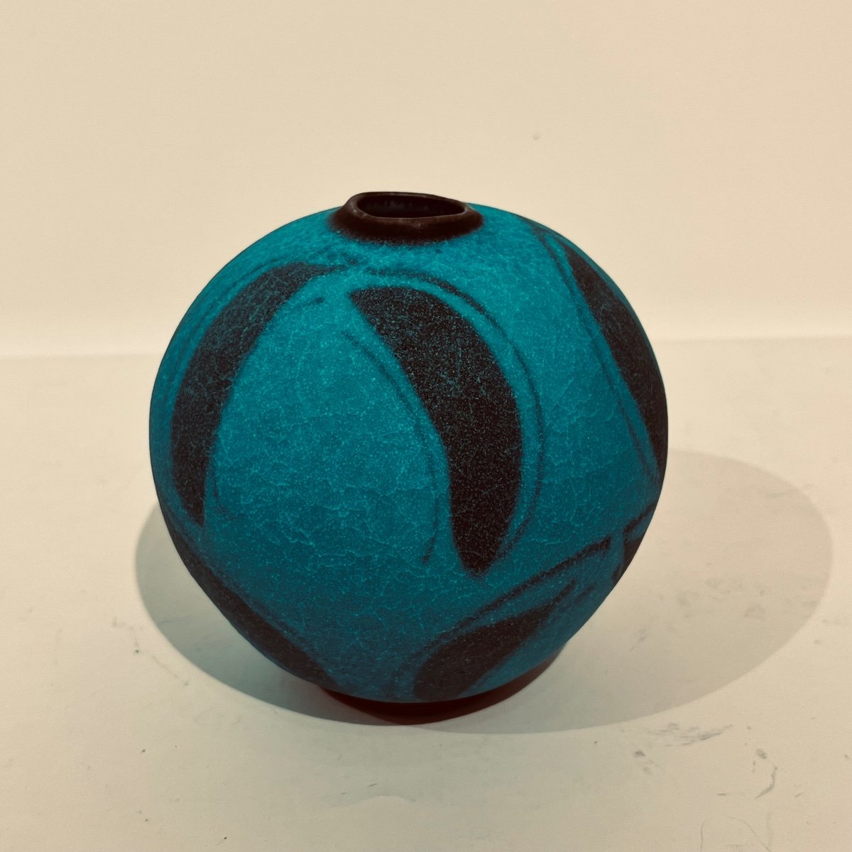 Vase Boule Turquoise Japonais En Céramique - Japon -photo-3