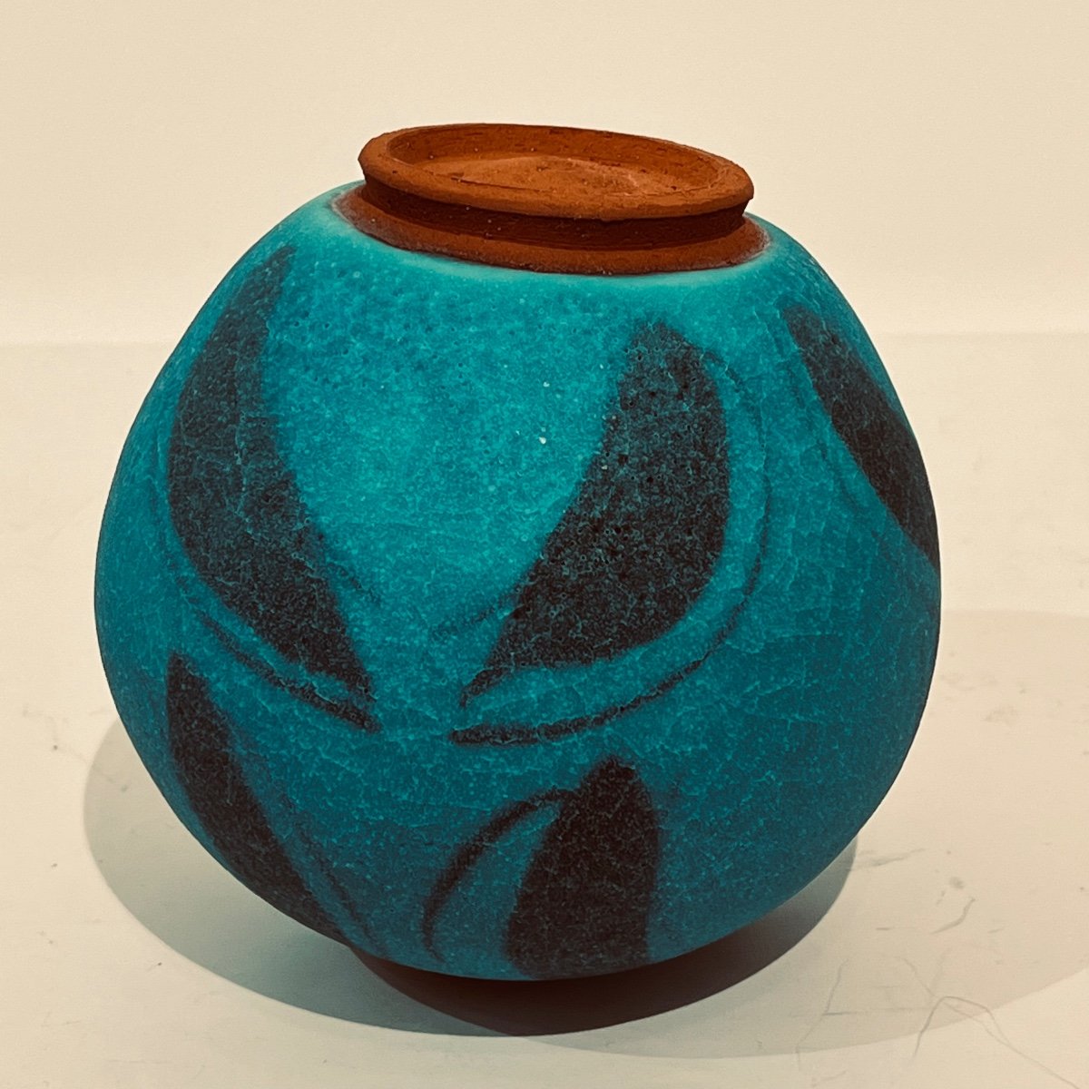 Vase Boule Turquoise Japonais En Céramique - Japon -photo-1