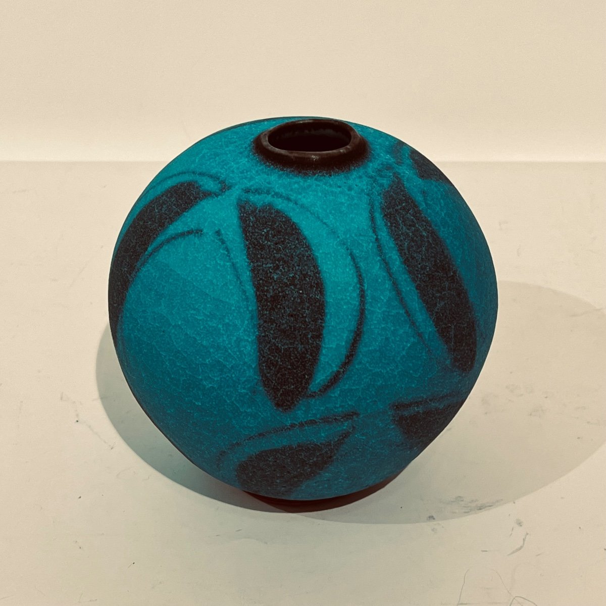 Vase Boule Turquoise Japonais En Céramique - Japon -photo-2