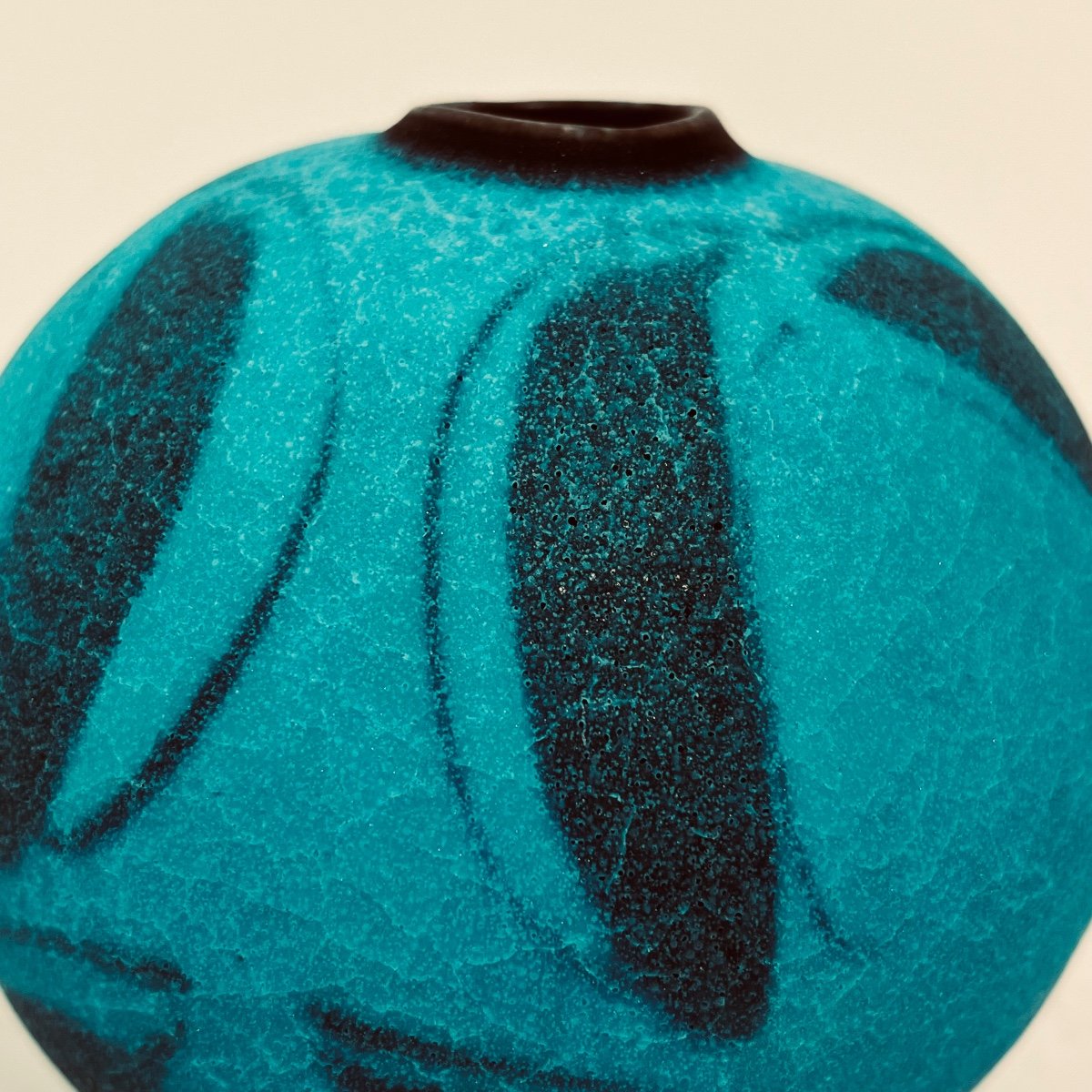 Vase Boule Turquoise Japonais En Céramique - Japon -photo-3