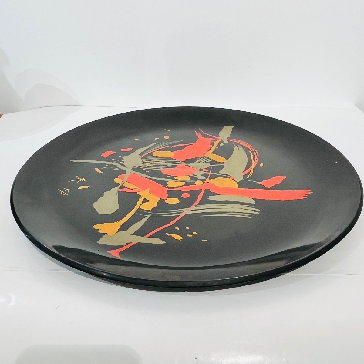 Large Japanese Calligraphed Lacquered Plate - Japan-photo-7