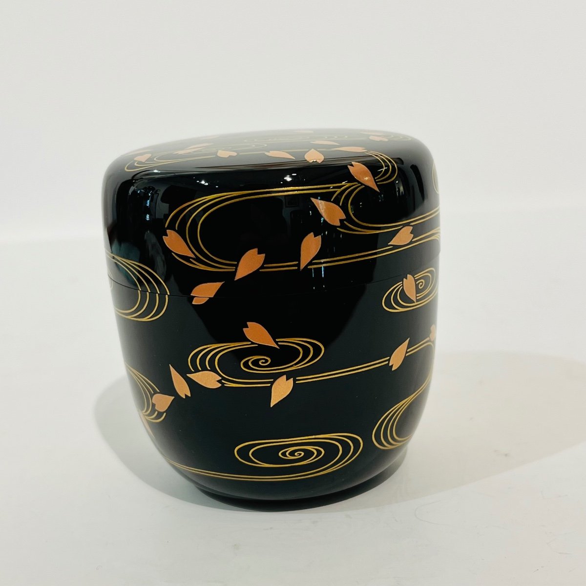 Natsume Lacquered, Japanese Tea Box, Sakura Flows And Petals - Japan-photo-7