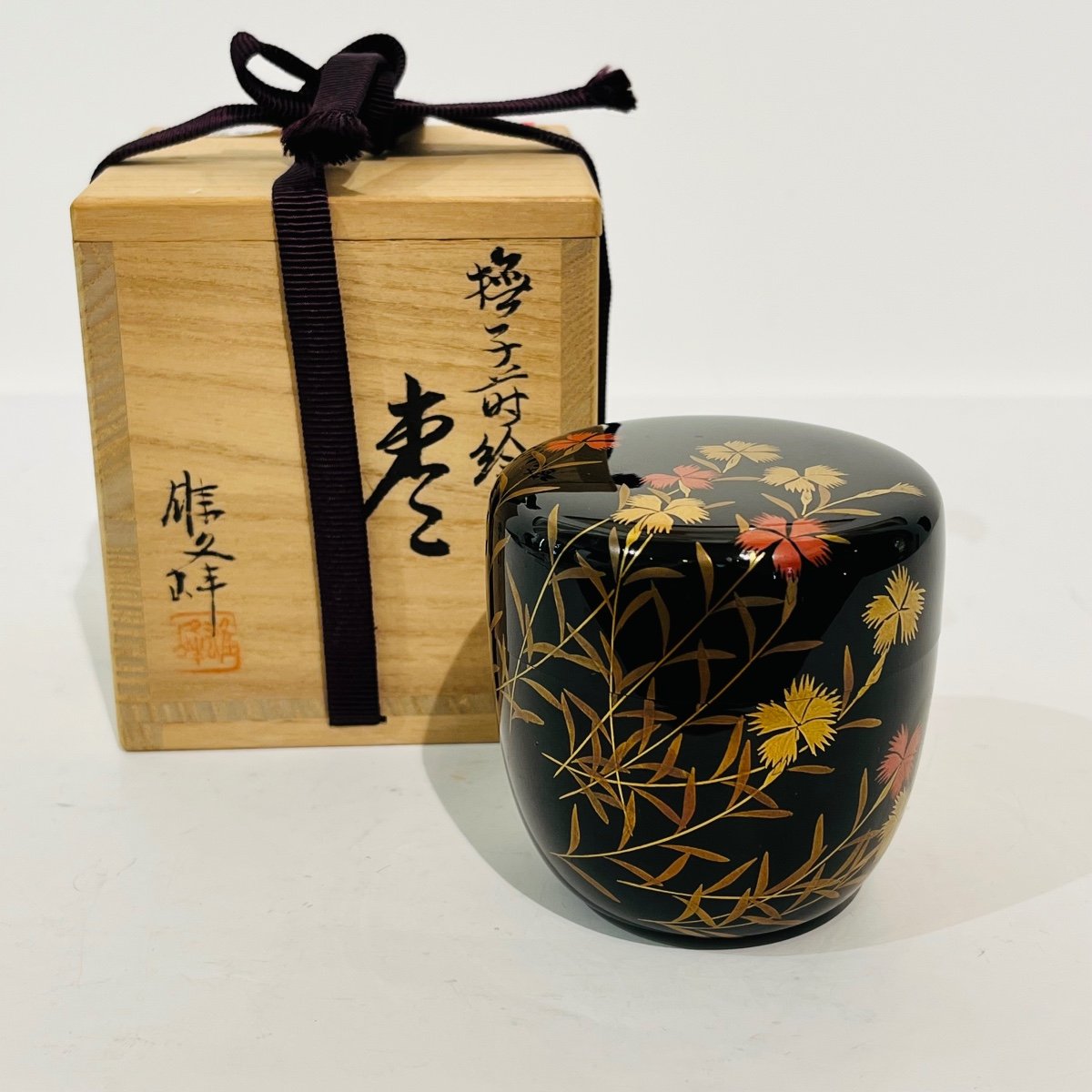 Natsume Japanese Lacquer Tea Box Carnations - Japan-photo-2