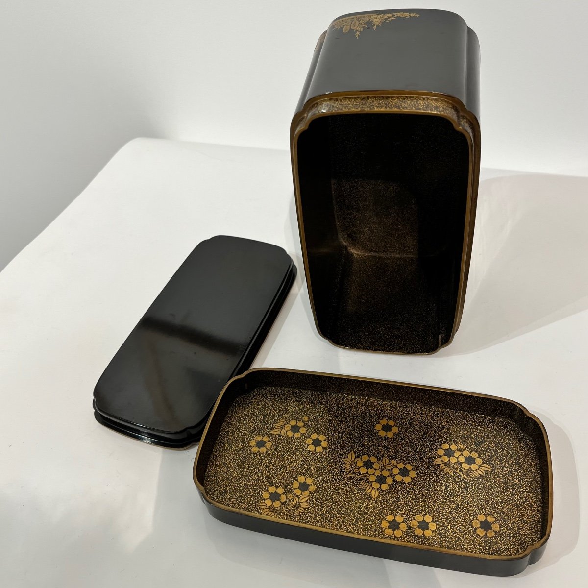 Japanese Lacquered Box And Its Tray Edo - Japan-photo-8