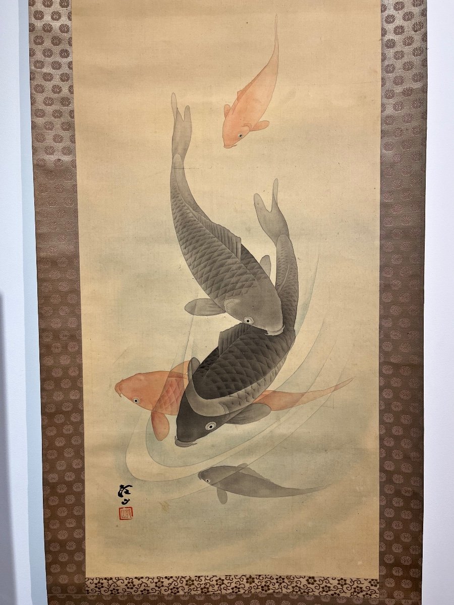 Kakejiku Peinture Japonaise Carpes Koi - Japon -photo-5