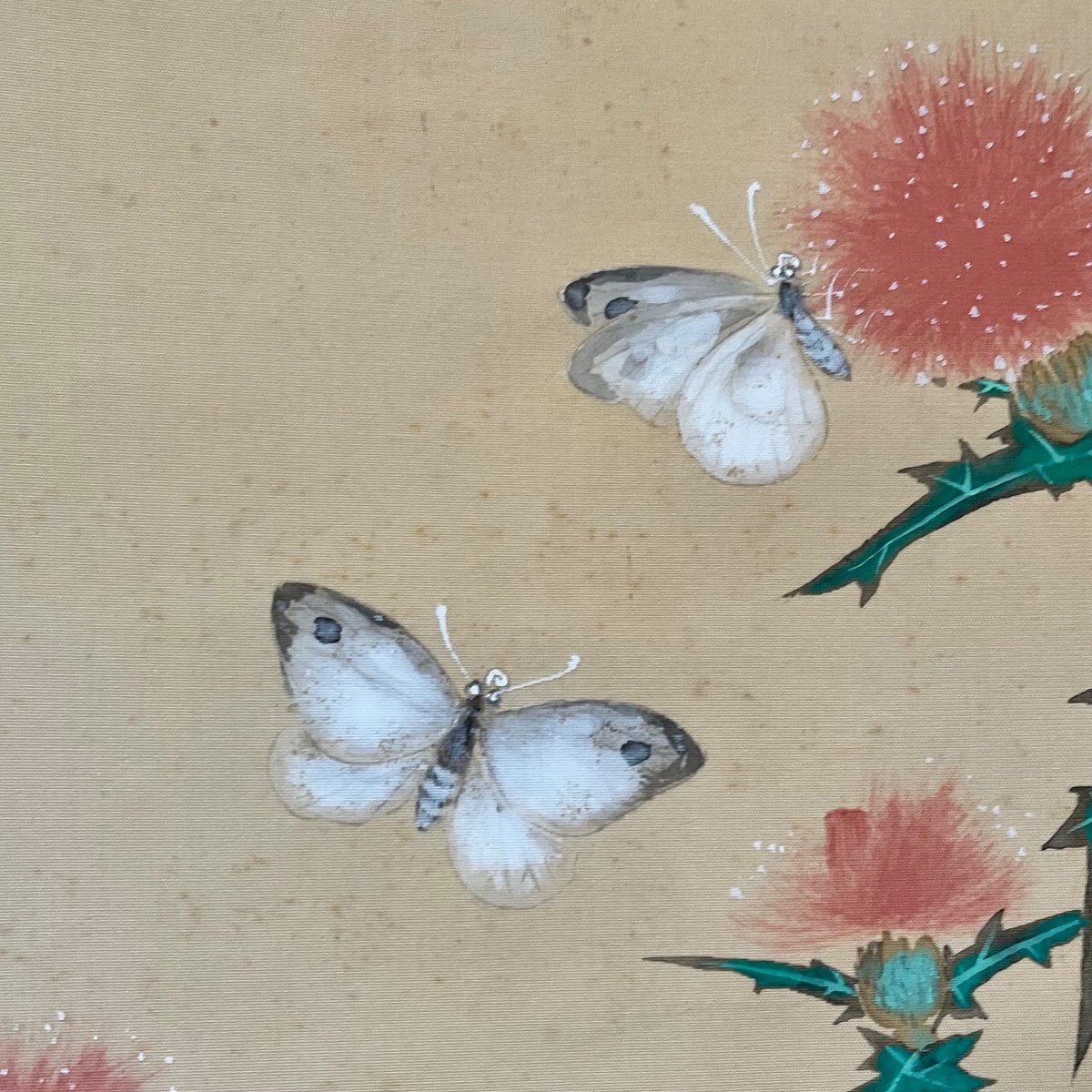 Kakejiku Peinture Japonaise Chardon Et Papillons - Japon -photo-4