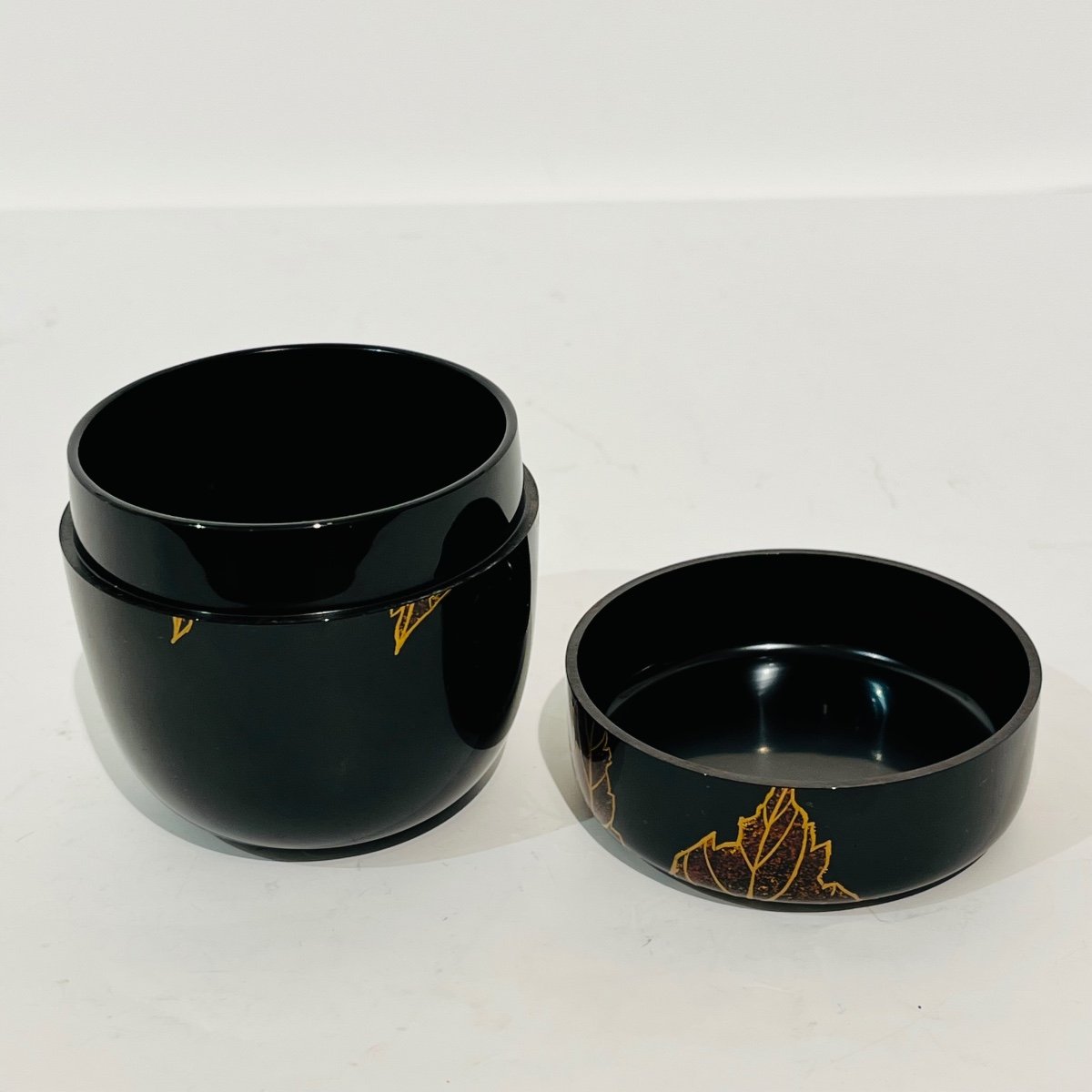 Natsume Japanese Lacquer Tea Caddy Ladybugs And Leaves - Japan-photo-7