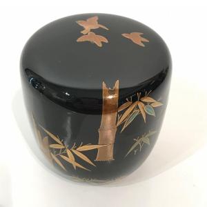 Japanese Tea Box In Sparrows And Bamboo Lacquer - Japan