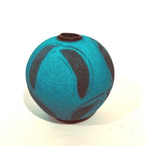 Japanese Turquoise Ceramic Ball Vase - Japan 