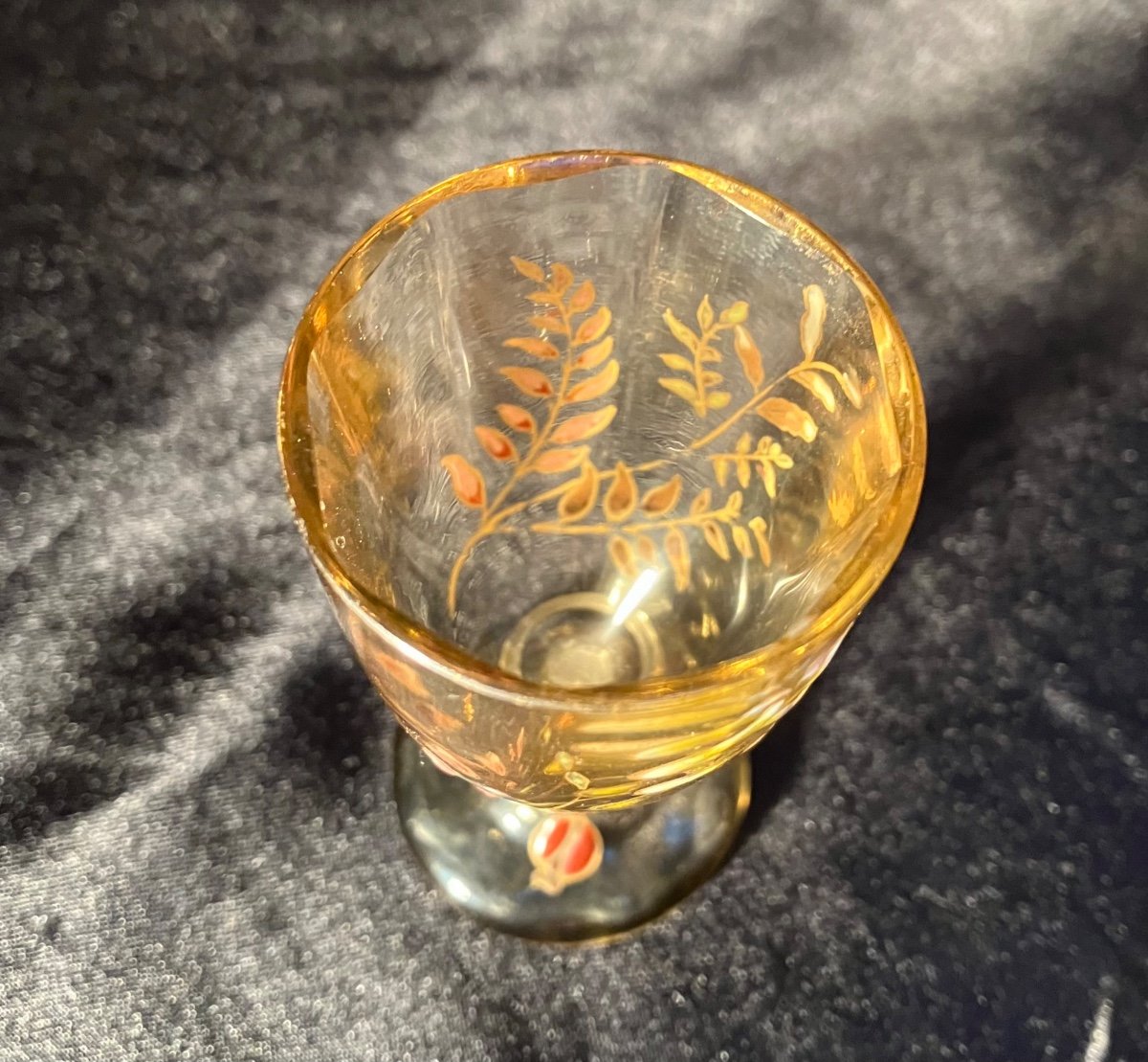 émile Gallé, Rare Small Crystal Glass Flowers And Ladybug-photo-1