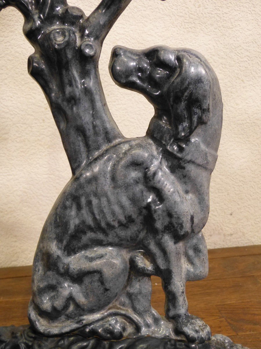 Enameled Cast Iron Dog Umbrella Stand Early 20th Century-photo-3