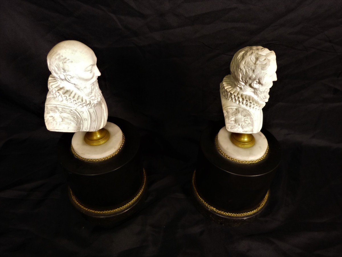 Henri IV And Sully Bust In Land Of Lorraine Louis XVI Period-photo-1