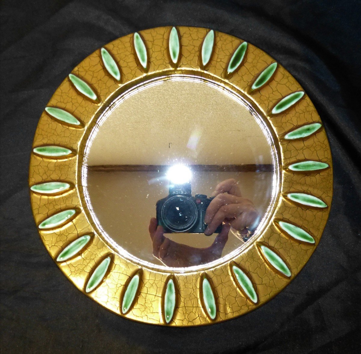 Mithé Espelt, Lunel Rare Circular Mirror Gold Background