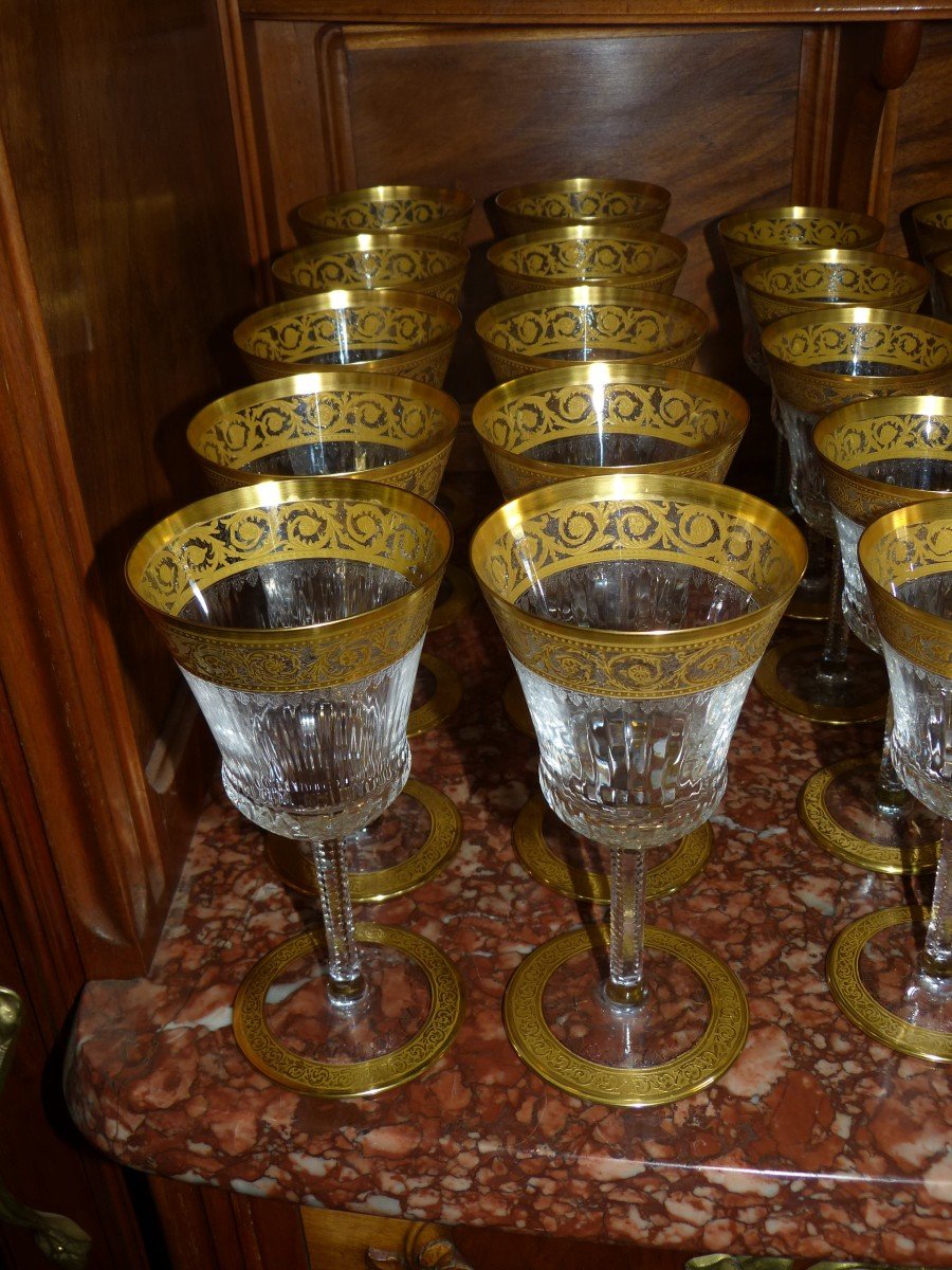 Saint Louis Thistle Golden Crystal Glass Service 40 Pieces-photo-4