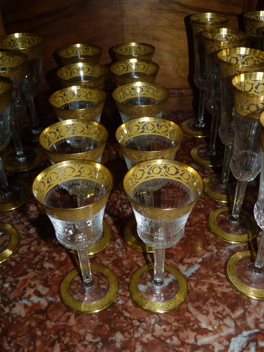 Saint Louis Thistle Golden Crystal Glass Service 40 Pieces-photo-2