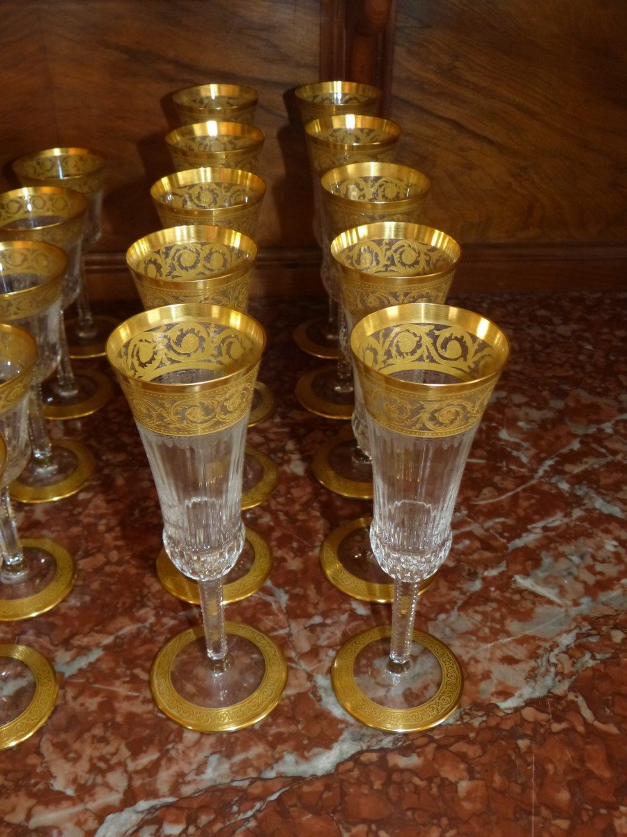 Saint Louis Thistle Golden Crystal Glass Service 40 Pieces-photo-3