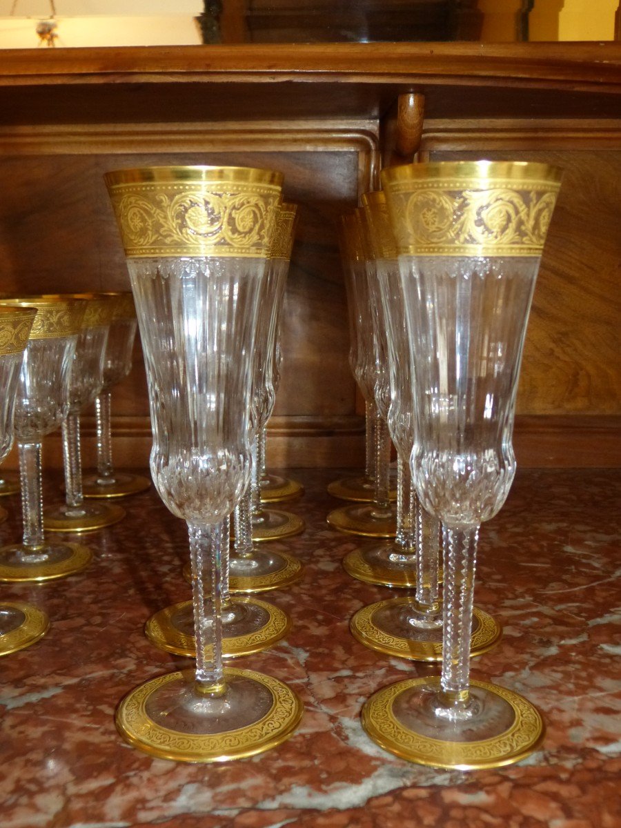 Saint Louis Thistle Golden Crystal Glass Service 40 Pieces-photo-4