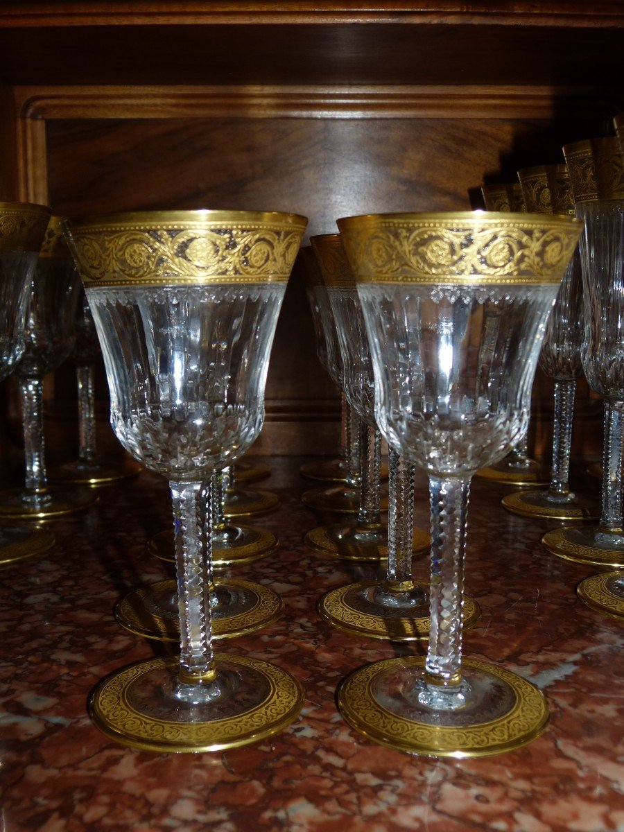 Saint Louis Thistle Golden Crystal Glass Service 40 Pieces-photo-5