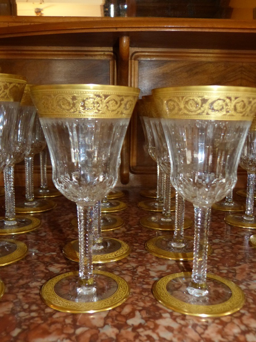 Saint Louis Thistle Golden Crystal Glass Service 40 Pieces-photo-6