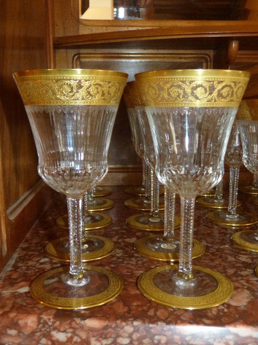 Saint Louis Thistle Golden Crystal Glass Service 40 Pieces-photo-7