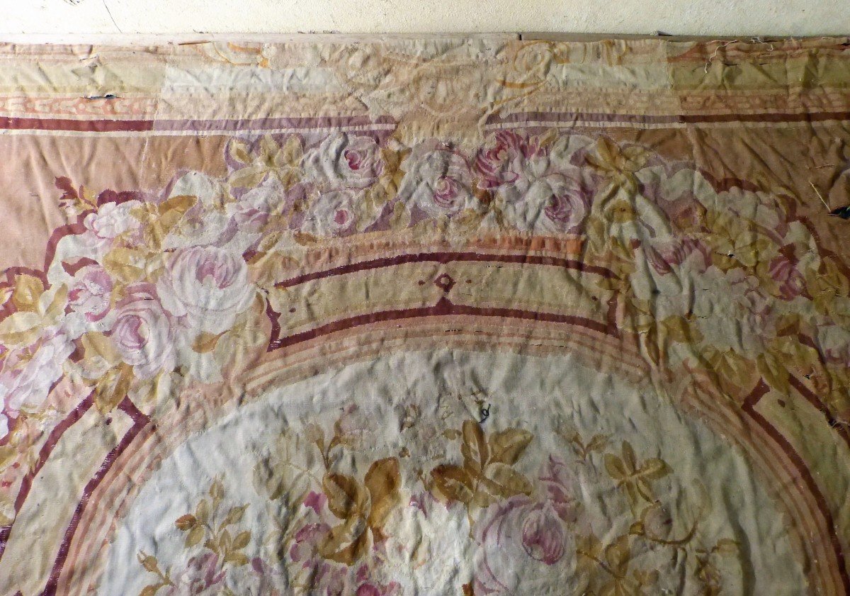 Grand Tapis Aubusson Napoléon III à Restaurer 415 X 290 Cm-photo-3