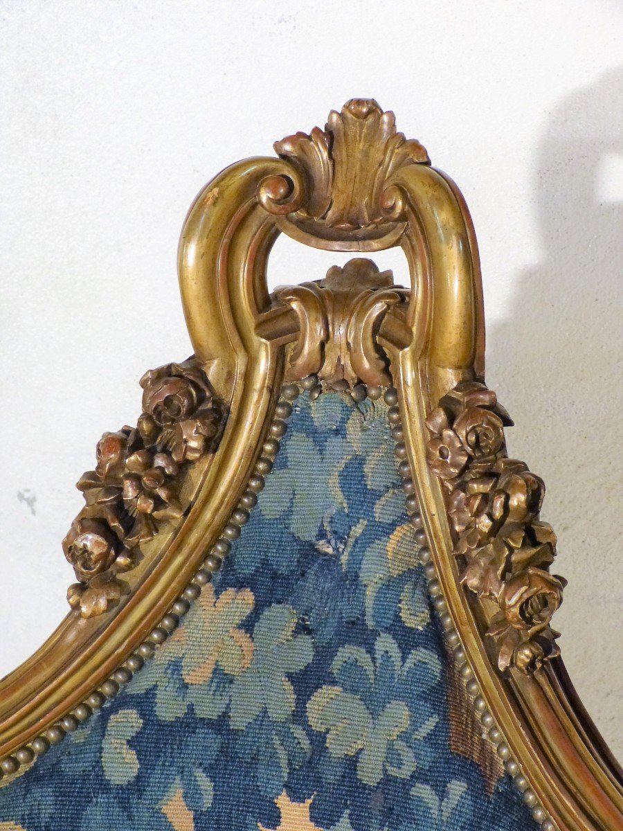 Fauteuil d'Angle Doré Tapisserie Aubusson Louis XV Napoléon III-photo-2