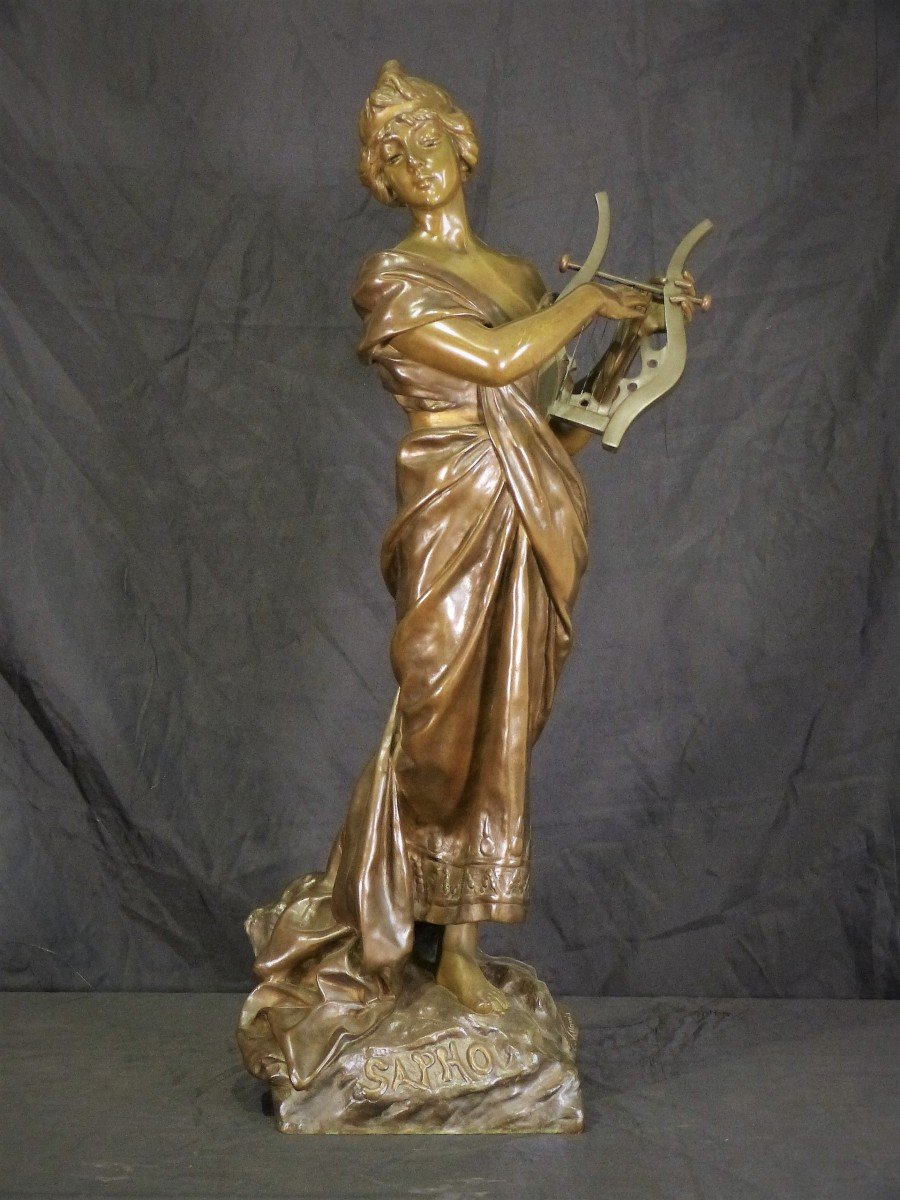 Sapho - Emmanuel Villanis (1858-1914) Bronze Art Nouveau