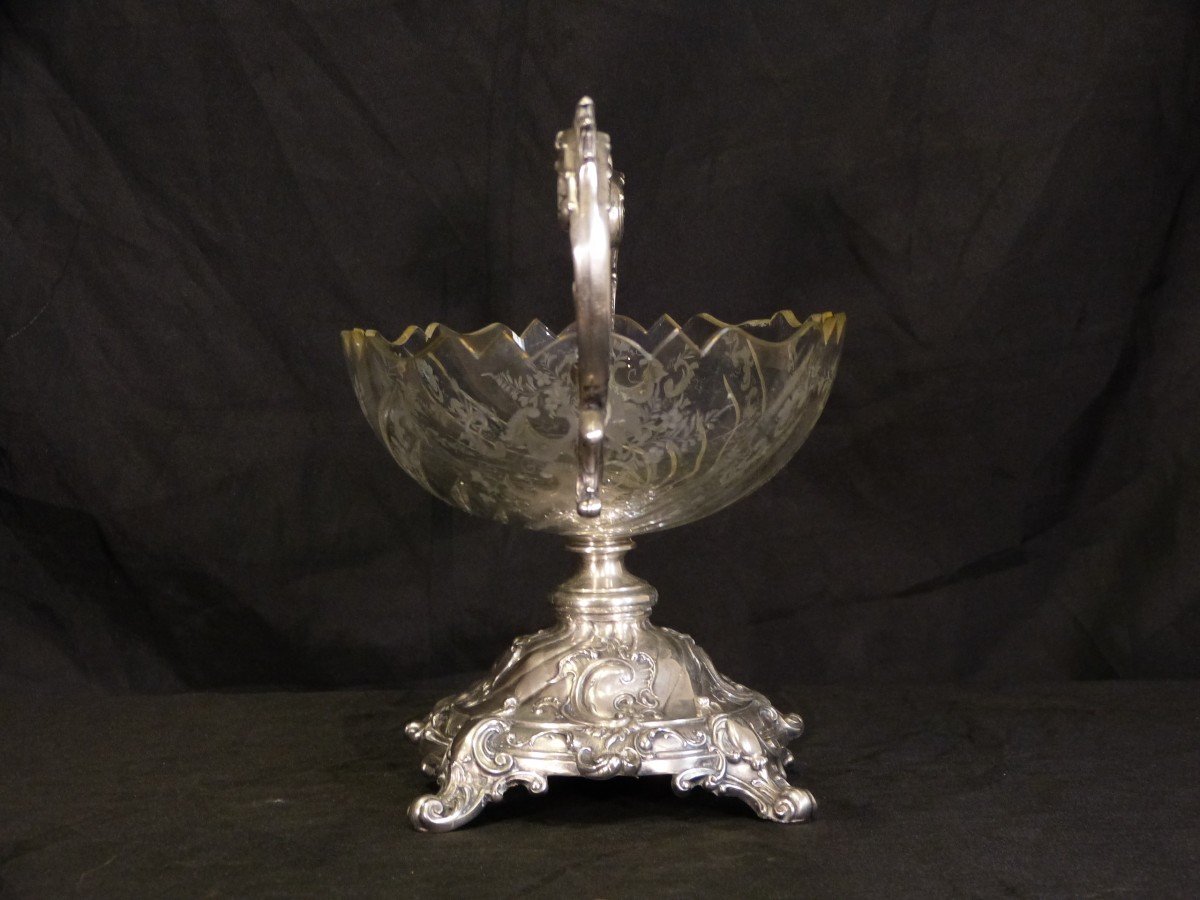 Engraved Crystal Cup And Silver Table Center Napoleon III-photo-4