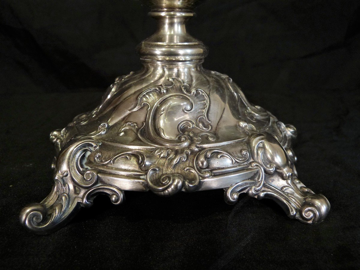 Engraved Crystal Cup And Silver Table Center Napoleon III-photo-1