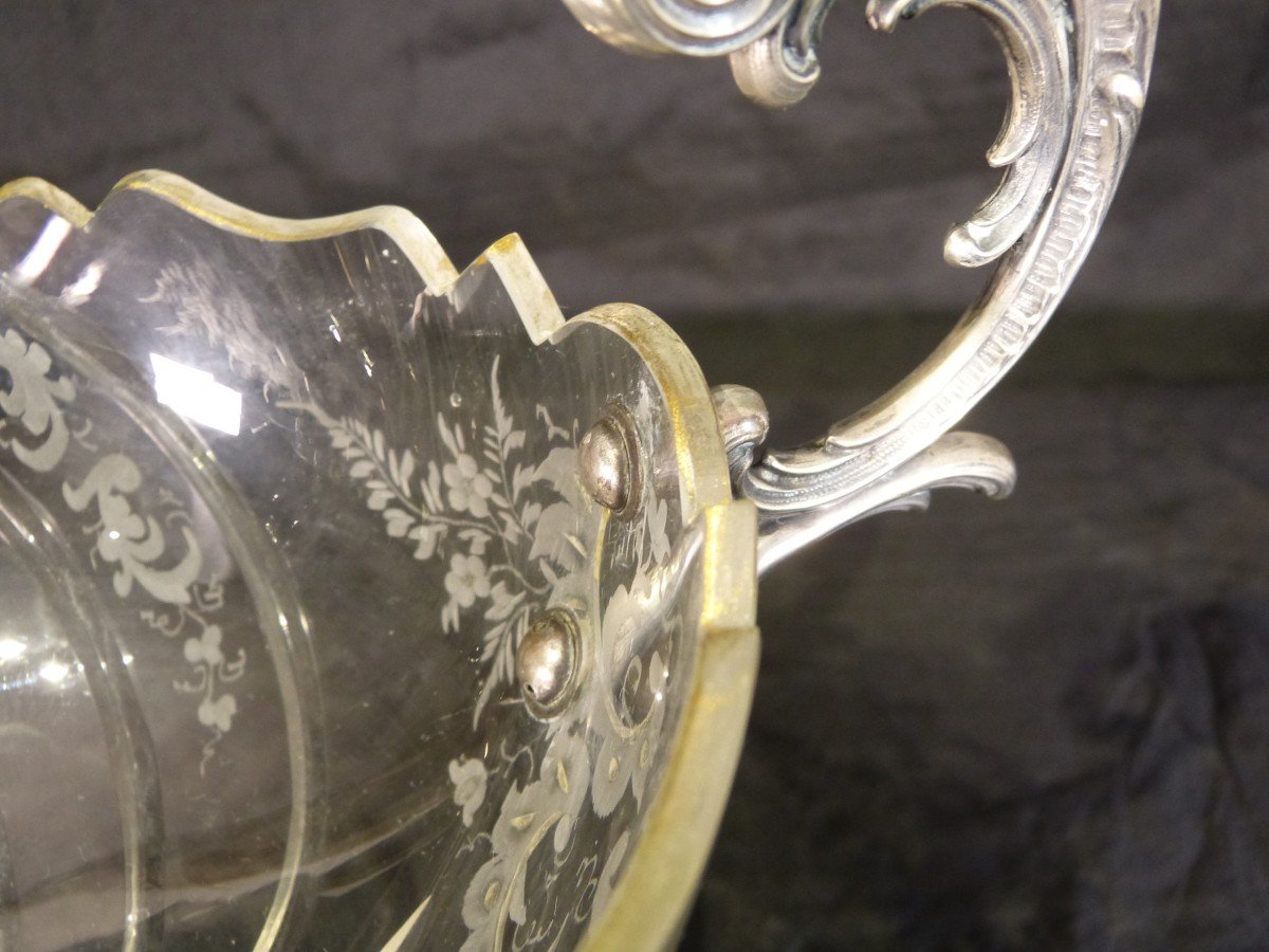 Engraved Crystal Cup And Silver Table Center Napoleon III-photo-7