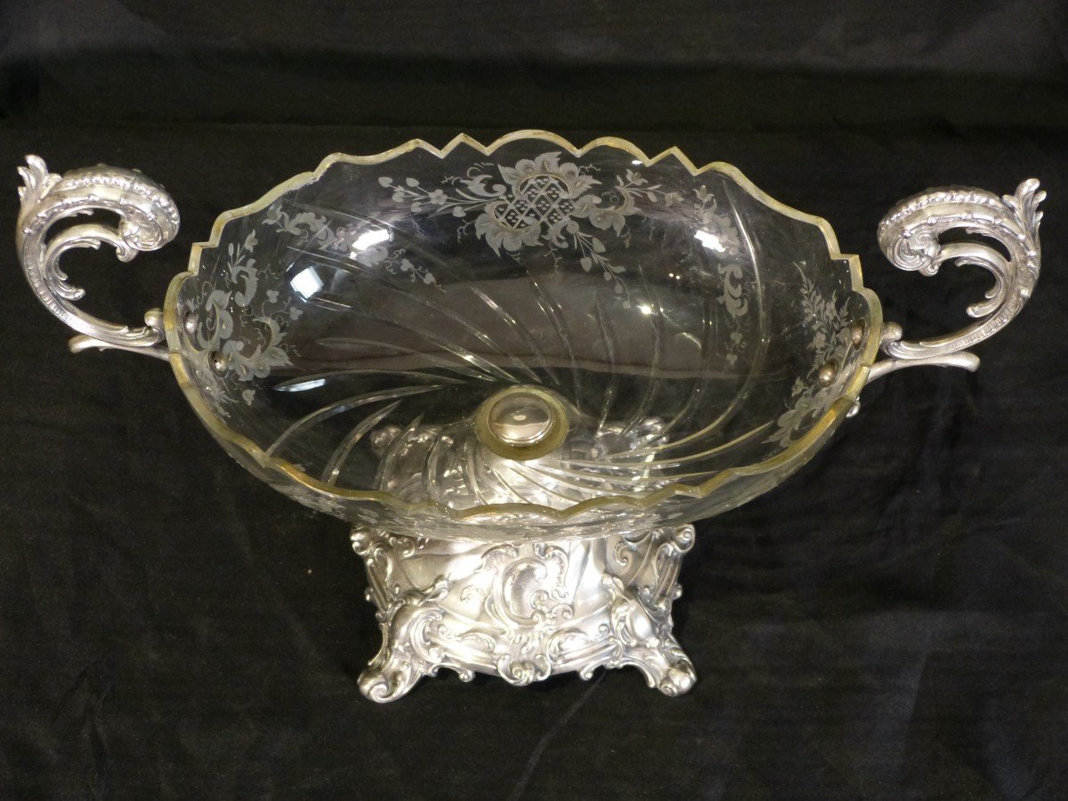 Engraved Crystal Cup And Silver Table Center Napoleon III-photo-8