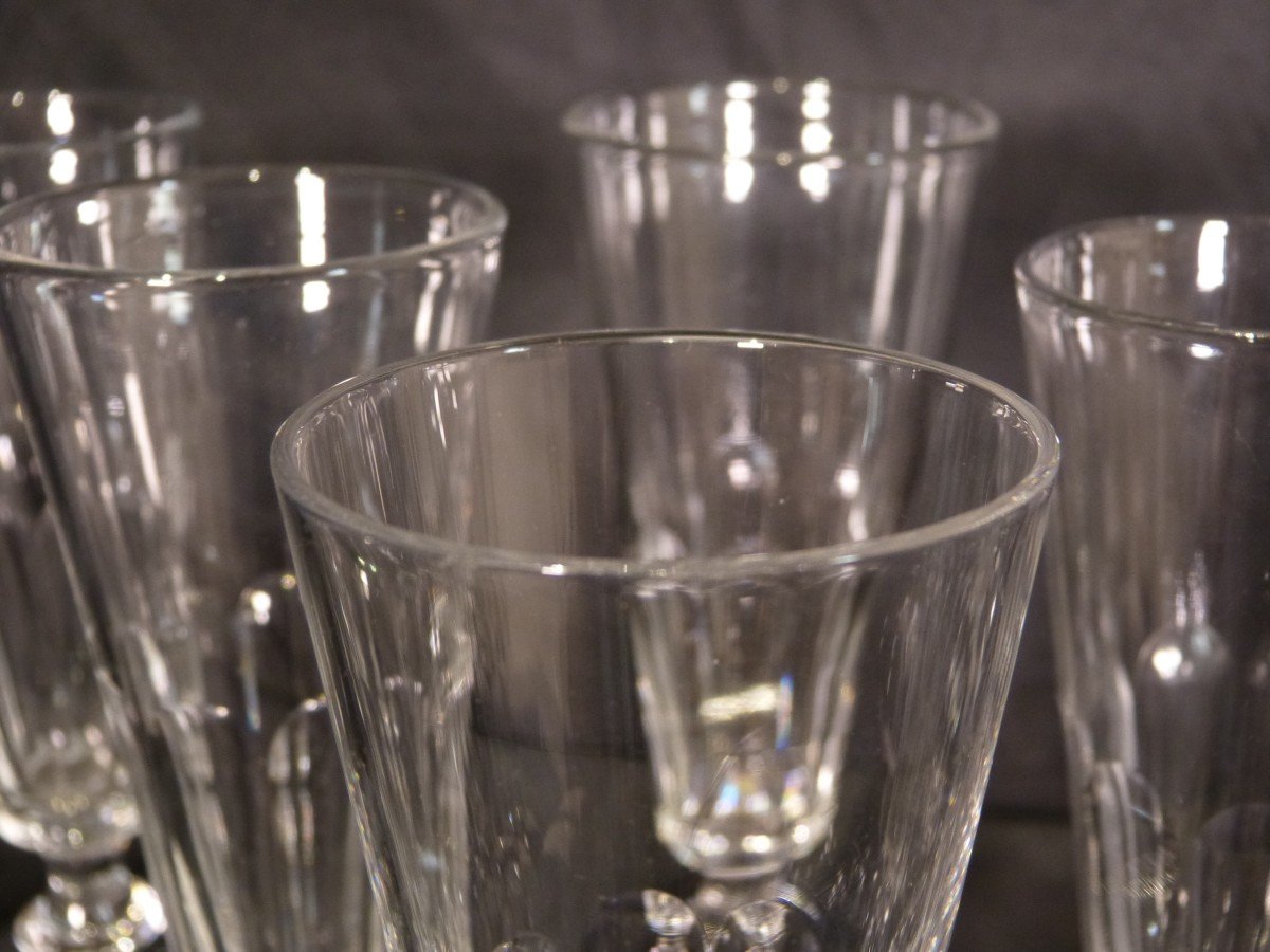 Rare Series Of 12 Champagne Flutes In Cut Crystal 19th-photo-1